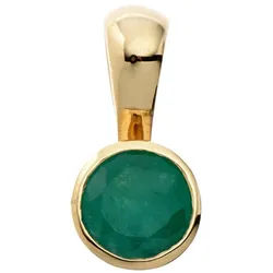 JOBO Runder Anhänger, rund 333 Gold mit Smaragd gelb|goldfarben