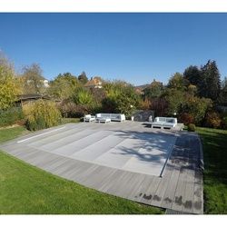 KWAD Poolabdeckung, Breite: 300 cm, Glasfaserverstärkter Kunststoff (GFK) - grau