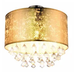 GLOBO LIGHTING LED Deckenleuchte, Leuchtmittel inklusive, Warmweiß, Kristall Decken Lampe Wohn Zimmer Beleuchtung Blattgold