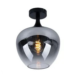 GLOBO LIGHTING Deckenleuchte, Leuchtmittel nicht inklusive, Deckenlampe Rauchglas Wohnzimmerleuchte Deckenleuchte grau