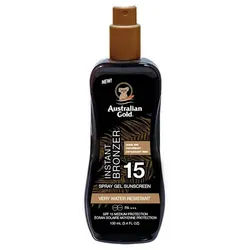 Australian Gold Sonnenschutzcreme Spray SPF 15 + Bronzer 100ml, Karamellbronzer, zieht schnell ein