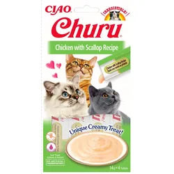 INABA Churu Katzenleckerli mit Huhn und Jakobsmuschelgeschmack 4x14g