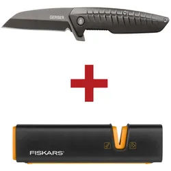 Gerber Taschenklappmesser Razorfish + Fiskars XSharp Axt- und Messerschärfer Set