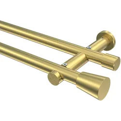 GARDINENSTANGE Platon Sitra 600 cm (geteilt in 3 x 200 cm), 2-läufig (ohne Ringe), 20 mm Ø Messing-Optik