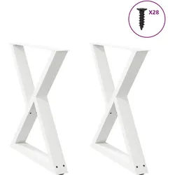 vidaXL Esstisch Beine 2 Stück Weiß 70x(72-73,3) cm Stahl