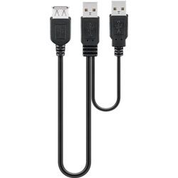 Goobay USB 2.0 Hi-Speed Dual-Power Kabel, schwarz - USB 2.0-Stecker (Typ A) + USB 2.0-Stecker (Typ A) > USB 2.0-Buchse (Typ A)