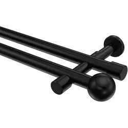 GARDINENSTANGE Prestige Luino 320 cm (geteilt in 2 x 160 cm), 2-läufig (ohne Ringe), 20 mm Ø Schwarz