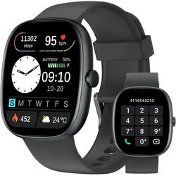 HUAKUA D3 Smartwatch (4,6 cm, android ios), SMARTWATCH MIT BLUETOOTH ANRUFEN FITNESSMODI UND GESUNDHEITSANALYSE schwarz