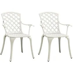 vidaXL Gartenstuhl Gartenstühle 2 Stk. Aluminiumguss Weiß (2 St) weiß