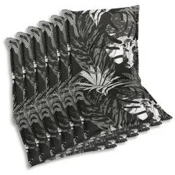 Xxxl Sesselauflagenset , Grau, Schwarz, Weiß , Textil , 6-teilig , Blätter , Füllung: Schaumstoff, Vlies , 50x7x100 cm , Oeko-Tex® Standard 100 , pflegeleicht, hochwertige Qualität, langlebig, für den Außenbereich geeignet, mittels Bändern zu befestigen, mittels Gurtband zu befestigen , Gartenmöbel, Gartenpolster & Auflagen, Sesselauflagen