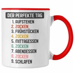 Trendation Tasse Trendation - Zocker Gamer Tasse mit Spruch Geschenk Junge Jungs Gaming Kaffeetasse Der Perfekte Tag rot