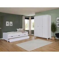 Mid.you Einzelzimmer , Weiß , Holz , Kiefer , massiv , 5 Fächer , Lattenrost , Schlafzimmer, Komplette Schlafzimmer und Serien, Schlafzimmerserien