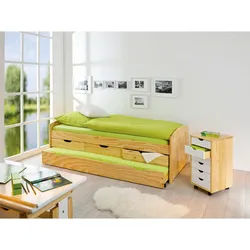 Mid.you Ausziehbett , Kieferfarben , Holz , Kiefer , massiv , Höhe ca. 12 cm , 90x200 cm , Babymöbel & Kindermöbel, Kinderzimmer & Jugendzimmer, Kinderbetten, Kinderbetten & Jugendbetten