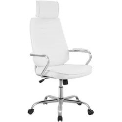 CLP Chefsessel Lederlook Weiß , Metall , 60x117x67 cm , Büromöbel, Bürostühle, Chefsessel