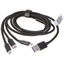 3IN1 USB Datenkabel passend für USB-C, iPhone, MICRO-USB Kabel 1 Meter SCHWARZ