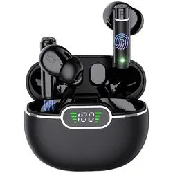 HYIEAR Bluetooth Kopfhörer Sport,36 Stunden Kopfhörer Kabellos Bluetooth 5.3 wireless In-Ear-Kopfhörer (Voice Assistant, Bluetooth, 4 ENC Klarer Mic/ IPX5 wasserdichte/Ohrhörer mit Ohrhaken/LED-Anzeige) schwarz