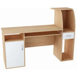 Home Collective Schreibtisch mit 2 Einlegeböden in sonoma weiß , Sonoma Eiche, Weiß , Holzwerkstoff , 50x112x150 cm , Büromöbel, Schreibtische, Schreibtische