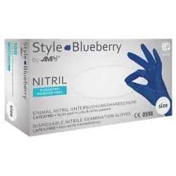Style Blueberry Nitrilhandschuhe, puderfrei, dunkelblau, Langlebige Einmalhandschuhe mit Fingerspitzentexturierung, 1 Packung = 100 Stück, Größe XS