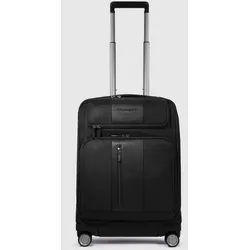 Piquadro Brief 4-Rollen Laptop-Trolley Koffer in Handgepäckgröße Schwarz