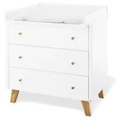 Pinolino Wickelkommode , Weiß, Eichefarben , Holz , Eiche , massiv , 3 Schubladen , 100x100x56-78 cm , Babymöbel & Kindermöbel, Babyzimmer, Babyzimmer-Serien