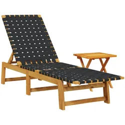 vidaXL Gartenliege Sonnenliege mit Tisch Schwarz Massivholz und Stoff, 1 St. schwarz