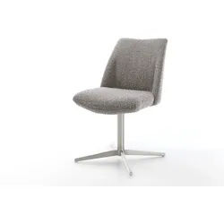 Drehstuhl Elso-Flex Bouclé Silbergrau Fußkreuz Edelstahl 360° drehbar Taschenfederkern
