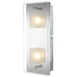 GLOBO LIGHTING LED Wandleuchte, LED-Leuchtmittel fest verbaut, Warmweiß, LED Wandleuchte Schlafzimmerlampe Metall Glas silber 2 Flammig L 28cm silberfarben