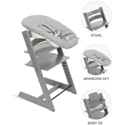 Stokke Hochstuhl-Set , Hellgrau , Holz , Buche , 87x65x46 cm , Fußstütze verstellbar, Sitzfläche verstellbar, höhenverstellbar, Bezug abnehmbar, Bezug waschbar , Babymöbel & Kindermöbel, Babyzimmer, Hochstühle