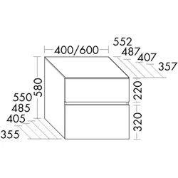 Burgbad Unterschrank Lin20 HGL 580x400x552 Dunkelgrau Hochglanz, USJH040F5372 USJH040F5372