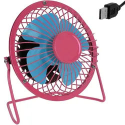 USB Ventilator aus Metall - rosa/blau - Ø 13,5cm