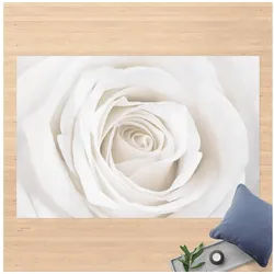 Bilderdepot24 Teppich Vinyl Wohnzimmer Schlafzimmer Flur Küche Blumen Landhaus, rechteckig - weiss glatt, nass wischbar (Küche, Tierhaare) - Saugroboter & Bodenheizung geeignet weiß 330 cm x 220 cm