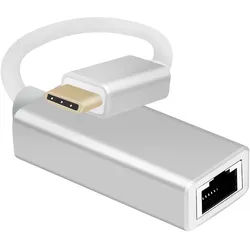 Helos Adapterkabel Ethernet, USB 3.1 Type-CTM St./RJ45 Buchse, PREMIUM, silber