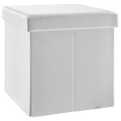 Carryhome Sitzbox , Weiß , Textil, Holzwerkstoff , Uni , 38x38x38 cm , faltbar, als Aufbewahrungsbox verwendbar, Stauraum , Wohnzimmer, Sessel, Hocker, Polsterhocker