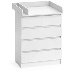 Vicco Wickelkommode Emma Weiß 80 x 110.2 cm mit 5 Schubladen , Weiß, Weiß , Holzwerkstoff , 80x110.2x76 cm , Babymöbel, Wickelkommoden & Zubehör, Wickelkommoden
