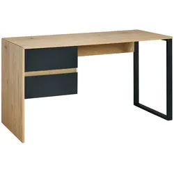 Livetastic Schreibtisch , Schwarz, Eichefarben , Metall, Holzwerkstoff , 1 Schublade(n) Schubladen , rechteckig , Flachrohr , 60x76x140 cm , Bsci , Büromöbel, Schreibtische, Schreibtische