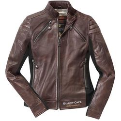 Black-Cafe London Semnan Damen Motorrad Lederjacke, braun, Größe S