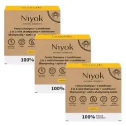 Niyok 2-in-1 Haar Shampoo & Conditioner 3-er Pack Seife 80 g
