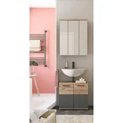 Badezimmer-Set MASON 2-teilig, Grau/Eichefarben