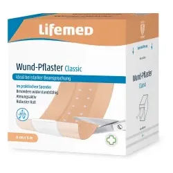 Lifemed® Wund-Pflaster "Classic", 5 m x 6 cm, Wundverband für ein schnelles Auftragen bei Verletzungen, 1 Rolle = 5 Meter