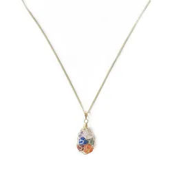 Crystal and Sage Jewelry Kette mit Einhänger Chakra Edelsteinkette Reiki vergoldet, für Reiki, Yoga, Chakra Balance, Kundalini bunt