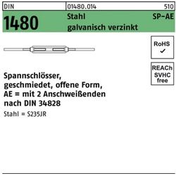 Reyher Spannschloss 100er Pack Spannschloss DIN 1480 offen 2Anschweißenden SP-AE M6 Stahl