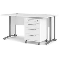 ebuy24 Schreibtisch Weiß , Holzwerkstoff , 150x75x80 cm , Büromöbel, Schreibtische, Schreibtische