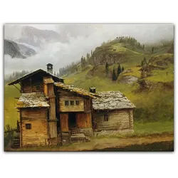 Bilderdepot24 Leinwandbild, Mountain House bunt 50 cm x 40 cm