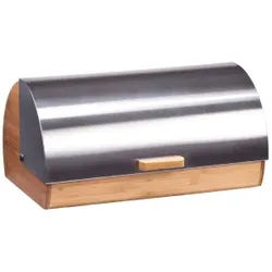 Zeller Bamboo Brotkasten, Echter Hingucker in jeder Küche, Maße: 39 x 25,5 x 18,5 cm, natur / silber