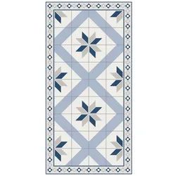 Bilderdepot24 Teppich Teppich Vinyl Flur Küche Fliesen Muster funktional lang modern, Läufer - blau glatt, nass wischbar (Schmutz, Tierhaare) Saugroboter & Bodenheizung geeignet blau 50 cm x 100 cm