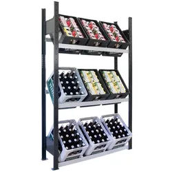 SCHULTE Lagertechnik Steckregal Grundregal, Getränkekistenregal 1800 x 1000 x 300 mm, schwarz/silber, 3 Ebenen á 60kg Fachlast für 9 Getränkekisten schwarz|silberfarben