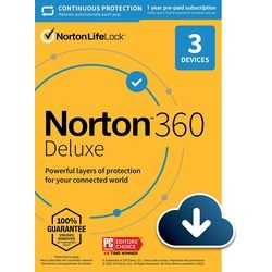 Norton 360 Deluxe (1 Jahr / 3 Geräte) + 25 GB Cloud-Speicher (Neueste Version + kostenlose Updates)