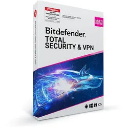 Bitdefender Total Security inkl. Unbegrenztes VPN 2026 | 10 Geräte / 1 Jahr