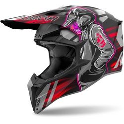 Airoh Wraaap Cyber Motocross Helm, schwarz-grau-rot, Größe XL für Männer