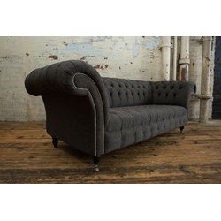 JVmoebel Chesterfield-Sofa, Chesterfield 3 Sitzer Sofa Design Sofa Couch 225 cm schwarz